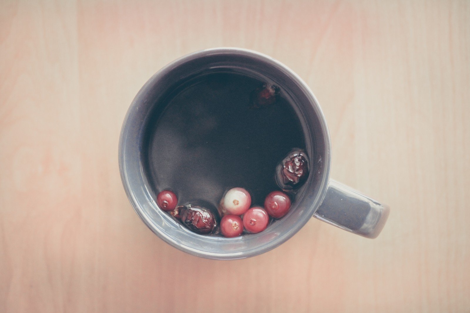 Overhead view of tea in a cup